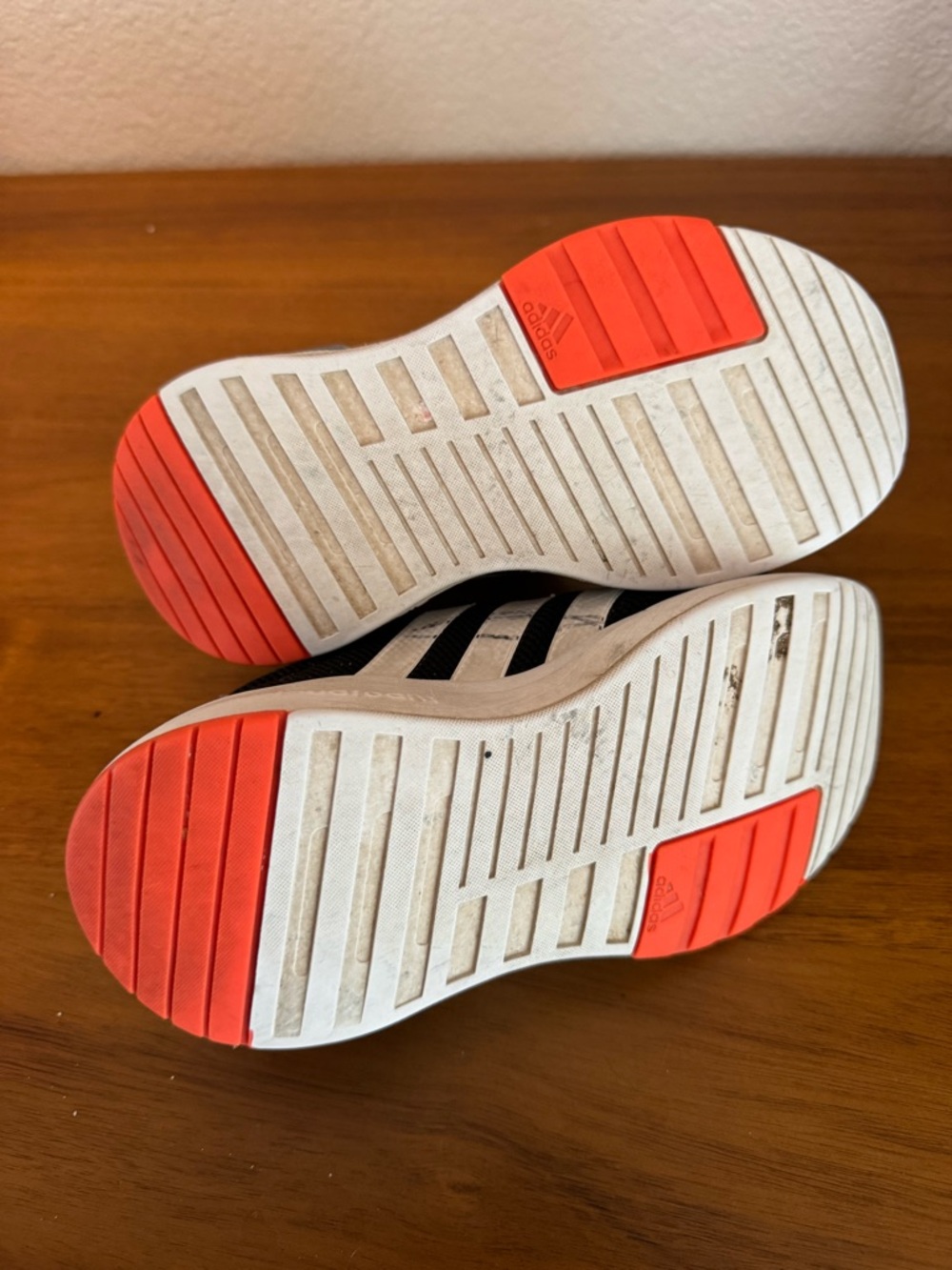 Kids Adidas Black Athletic Sneakers with White Stripes and Orange Accent 13k - Picture 3 of 3